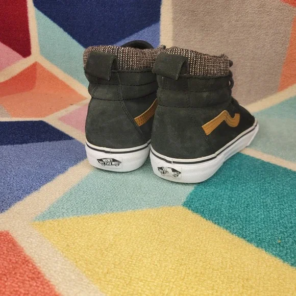Vans Sk8-Hi MTE Forest Green Suede Mustard Yellow Stripe High Top Sneakers Men 8 - Picture 5 of 8